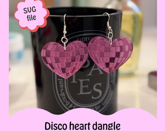 SVG-bestand – disco hart hangoorbellen – lasergesneden sieraadontwerp