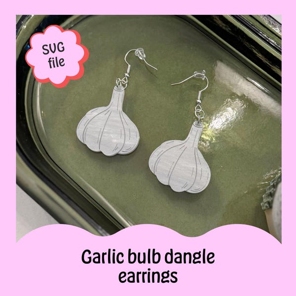SVG file – garlic bulb dangle earrings – laser cut jewelry design