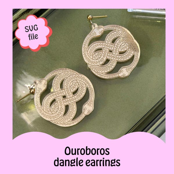 SVG File – Ouroboros Earrings – Laser Cut Stud Earring Template