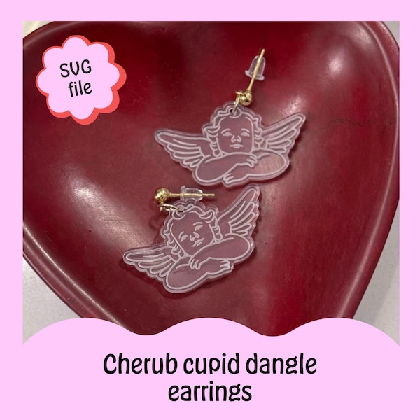 SVG file – cherub cupid earrings – laser cut dangle earring template