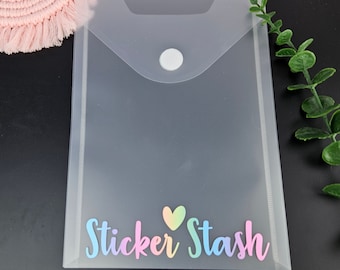 9x7" Vertical Sticker Storage, Clear Envelope, Velcro, Pocket Organizer, Planner Sticker Sheet Organizer, Stationery Organization