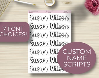 CUSTOM Name Scripts, Script Planner Stickers, Planning, EC Stickers, ECLP, Erin Condren Life Planner, Happy, Outlines