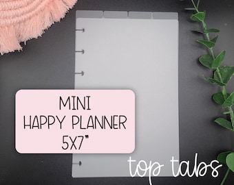 Top Tabs, MINI HP Frosted Dividers, Set of 4, Frosted Plastic, Divider Inserts, Happy Planner, Storage, Organization, Planning