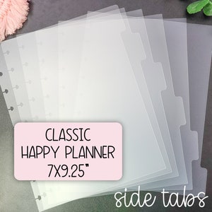 SIDE Tabs, Classic HP Frosted Dividers, Set of 6, Frosted Plastic, Divider Inserts, Happy Planner, Storage, Organization, Planning