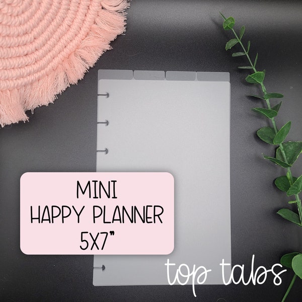 Top Tabs, MINI HP Frosted Dividers, Set of 4, Frosted Plastic, Divider Inserts, Happy Planner, Storage, Organization, Planning
