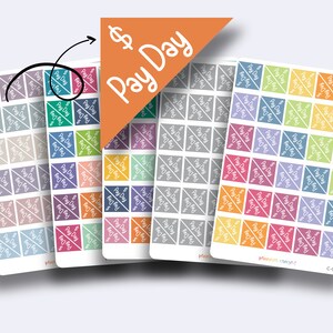 Naklejki na planer Payday Corner, Pieniądze, Dzień wypłaty, Erin Condren Life Planner, EC, Pionowy, Godzinowy, Szczęśliwy planer, Arkusz naklejek, Matowy, Błyszczący