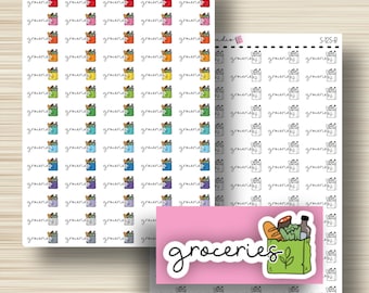 Groceries Stickers, Food Grocery, Planner Script, Event, Planning, Functional, Erin Condren, Happy Planner, Plum Paper, Functional, S-125