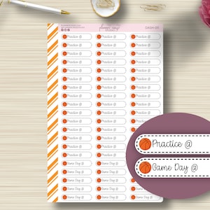 Basketball Stickers, Practice, Game Day Scripts, Planning Sticker, Sports, High School, College, Any Planner, Functional, DASH-011