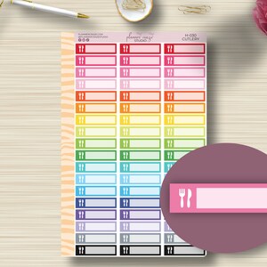 Fork Knife Planner Stickers, Cutlery, Meal Plan, Meal Planning, ECLP, EC Vertical, Hourly, Happy Planner, Sticker Sheet, Plum Paper