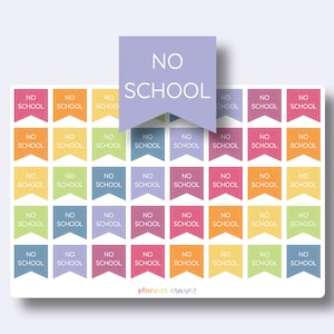 No School Flag Planner Stickers, Banner, Reminder, Tracker, Middle High School, Erin Condren, Happy Planner, Sticker Sheet, Matte