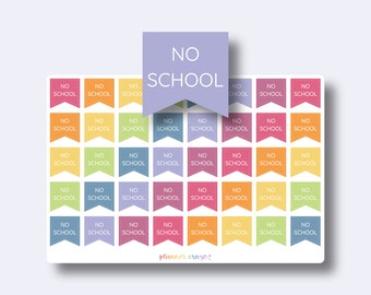 No School Flag Planner Stickers, Banner, Reminder, Tracker, Middle High School, Erin Condren, Happy Planner, Sticker Sheet, Matte, Glossy