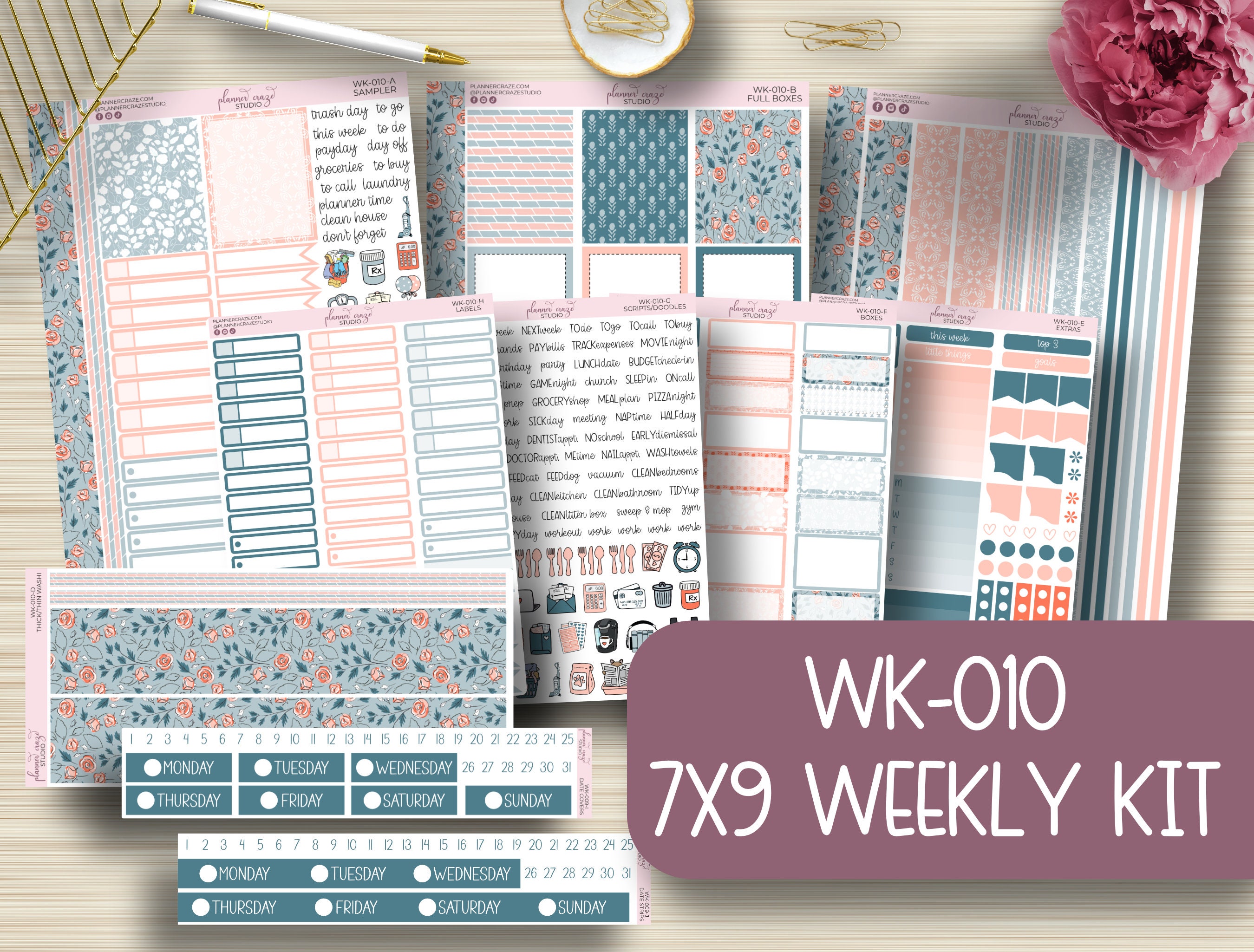 5x7 Reusable Sticker Book, 50 Pages, Planner Stickers, Front and