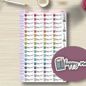 Happy Mail Stickers, Envelope, Event, Reminder, Tracker, Planning Sticker, EC, HP, Any Planner, Functional, S-032