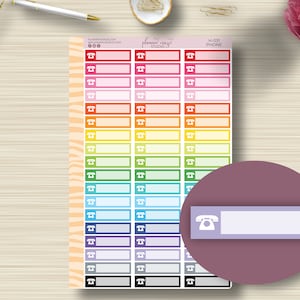 電話プランナーステッカー、電話、Erin Condren ライフプランナー、EC 縦型、時間別、ハッピープランナー、ステッカーシート、プラムペーパー、マット