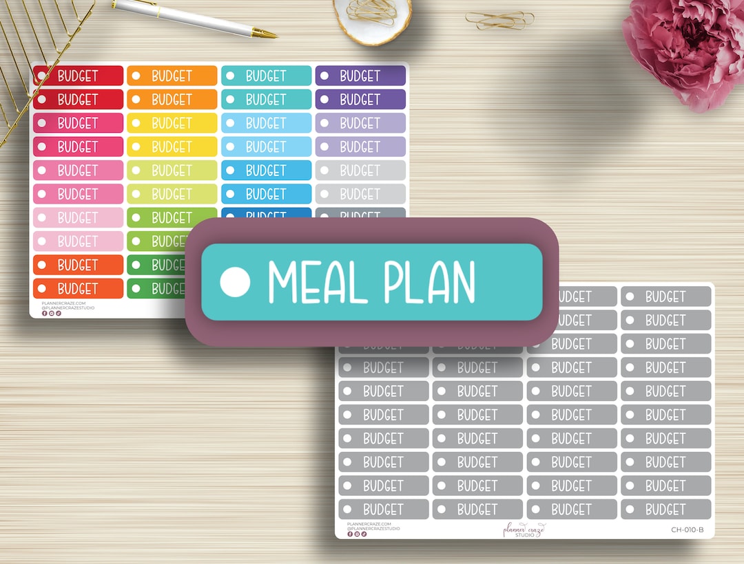 Meal Plan, Individual Checklist Header, Events, Planner Stickers, EC ...