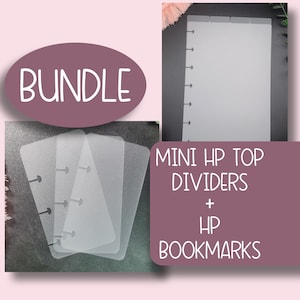 BUNDLE MINI HP Top Tabs and Bookmarks, Frosted Plastic Dividers, Set of 4, Divider Inserts, Happy Planner, Storage, Organization, Planning