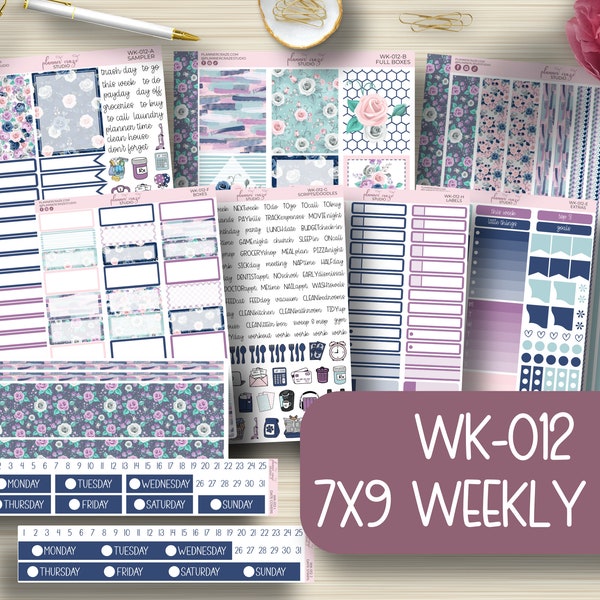 7x9 Weekly Planner Stickers, Planning, EC, Labels, Erin Condren Life Planner, EC, Vertical, Happy Planner, Functional, Plum Paper, KIT-012