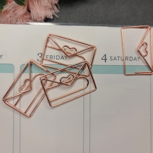 Set of 2 Rose Gold Paper Clips, Planner Accessories, Envelope Accessory, Journal, Notebook Stationery, EC, Happy Planner, Plum Paper