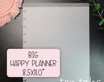 TOP Tabs, BIG HP Frosted Dividers, Set of 4, Frosted Plastic, Disc Divider Inserts, Happy Planner, Storage, Organization, Planning