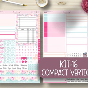 Compact Vertical, Weekly Planner Stickers, Planning, Labels, Erin Condren Life Planner, EC, Happy Planner, Functional, Plum Paper, KIT-016