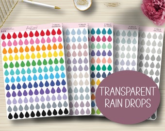 Transparent Rain Drops, Clear Planner Stickers, Planning, Monthly, Weekly, EC, Erin Condren Life Planner, Happy Planner, Functional, F-064