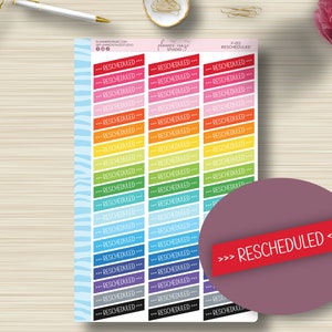 F-012, Rescheduled Stickers, Monthly, Organization, Functional Planning, Reminders, Erin Condren Life, EC, Happy Planner, Plum Paper, Matte