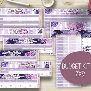Kit budget planner Stickers 7 x 9, Suivi du budget, Dette, EC, Erin Condren Life Planner, Feuille d'autocollants, Happy Planner, Fonctionnel, Mat