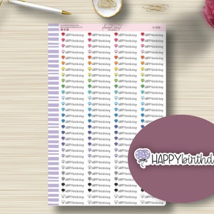 Alles Gute zum Geburtstag, Planer Aufkleber, Scripts, Party, Feiern, Event, Planung Aufkleber, Erin Condren, Happy Planner, Funktional, S-059