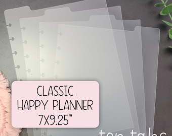 TOP Tabs, Classic HP Frosted Dividers, Set of 4, Frosted Plastic, Divider Insert, Happy Planner, Organizing, Storage, Organization, Planning