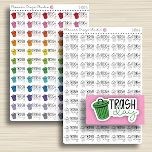 Trash Day-scriptstickers, plannerstickers, evenement, planning, functioneel, Erin Condren, vrolijke planner, pruimpapier, functioneel, S-130