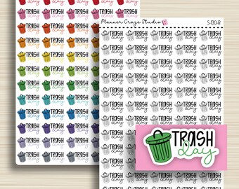 Trash Day Script Stickers, Planner Stickers, Event, Planning, Functional, Erin Condren, Happy Planner, Plum Paper, Functional, S-130