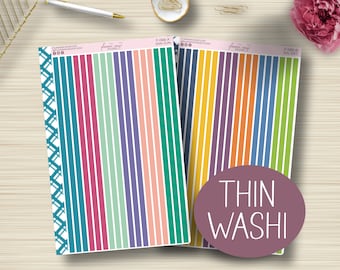 Thin Washi Strip Planner Stickers, Header, Erin Condren, ECLP, EC, Vertical, Hourly, Happy Planner, Sticker Sheet, Plum Paper, F-066