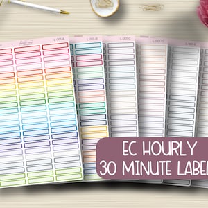 30 minuten EC per uur, Planner Stickers, Uurplanning, Plum Paper, EC, Erin Condren Life Planner, Happy Planner, Functioneel, Mat, L-001