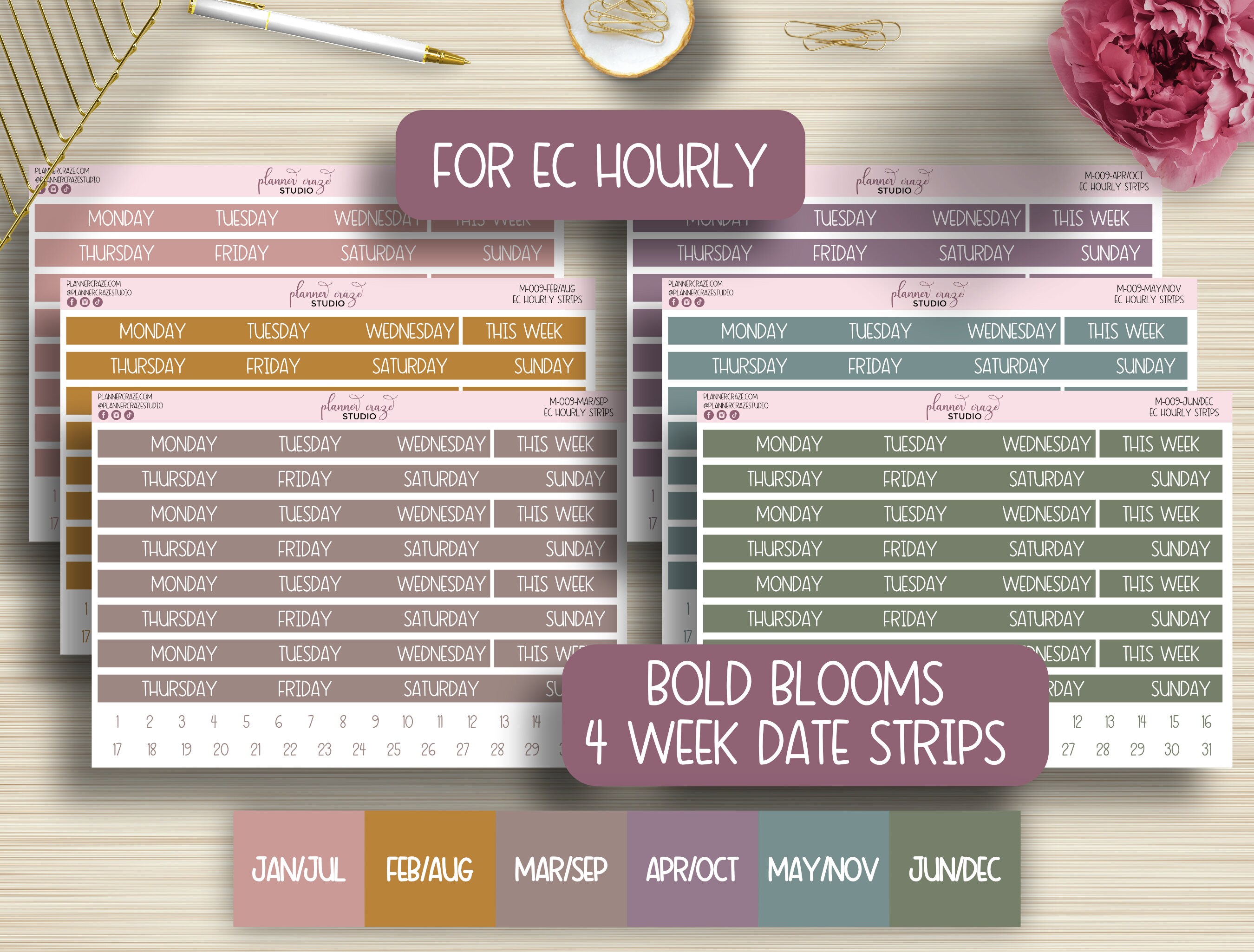 Date Covers, Bold Blooms, Weekly Planner Stickers, Weekly Planning, EC, Erin Condren Life Planner, Happy Planner, Functional, M-009
