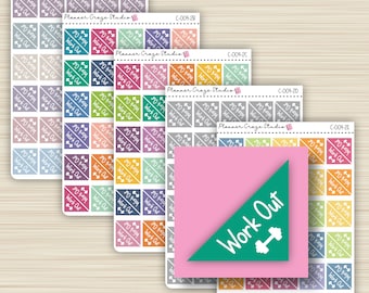 Work Out Corner Planner Stickers, Gym, Fitness, Health, Reminder, Erin Condren Life Planner, EC, Happy Planner, Sticker Sheet, C-004