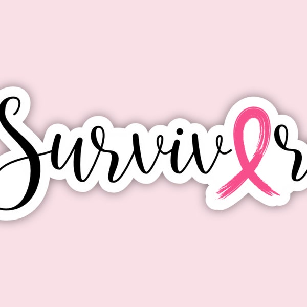 Survivor Vinyl Sticker, Breast Cancer, Laptop Decal, Gift for Her, Birthday Present, Water-Resistant, Tumbler Stickers, Water Bottle, Car