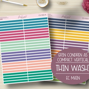 Thin Washi Strips, Compact Vertical, EC A5, Weekly Planner Stickers, Planning, Erin Condren, ECLP, CV-022