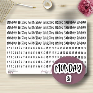 Day Number Scripts, Planner Stickers, Daily, Weekly, Day, Planning Sticker, EC, HP, Any Planner, Functional, S-111