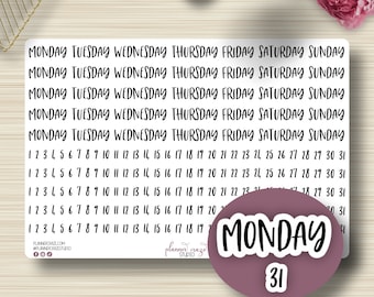 Day Number Scripts, Planner Stickers, Daily, Weekly, Day, Planning Sticker, EC, HP, Any Planner, Functional, S-111