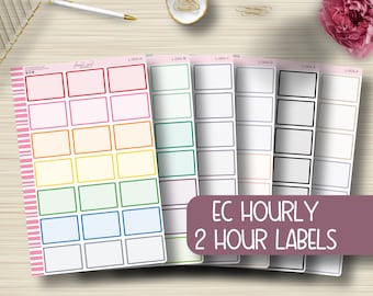 2 Hour EC Hourly, Planner Stickers, Hourly Planning, Plum Paper, EC, Erin Condren Life Planner, Happy Planner, Functional, Matte, L-004