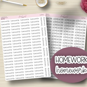 Homework, Planner Stickers, School, Class, Scripts, Event, Planning Sticker, Erin Condren, Happy Planner, Functional, Plum Paper, S-079