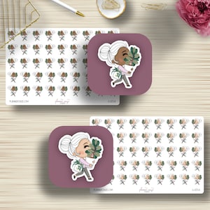 Plant Doodle Girl, adesivos de planejador, gramado, jardim, plantio, adesivos CE, Erin Condren Life, planejador feliz, ícone funcional, G-022