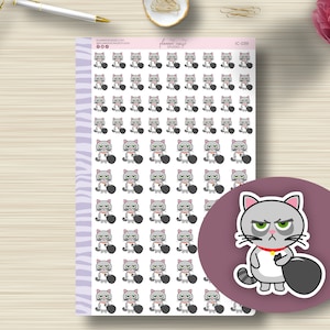 Trash, Icon Planner Stickers, Grouchy Cat, Chores, Planning, EC, Erin Condren Life Planner, Plum Paper, Happy Planner, Functional, IC-038