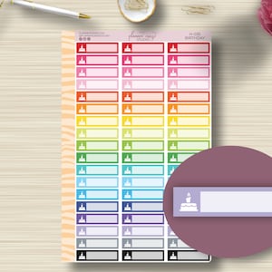 Birthday Icon Planner Stickers, Reminder, Header, Erin Condren Life Planner, EC Vertical, Hourly, Happy Planner, Sticker Sheet, Plum Paper
