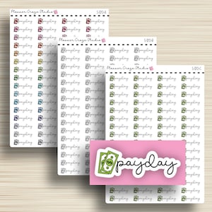 Payday Stickers, Planner Stickers, Script, Money, Business,Planning, Functional, Erin Condren, Happy Planner, Plum Paper, Functional, S-120