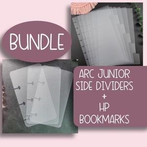 Bundle Arc Junior Side Tabs and Bookmarks, Planner Frosted Dividers, Half Letter, Frosted Plastic, Divider Inserts, Organization, Planning