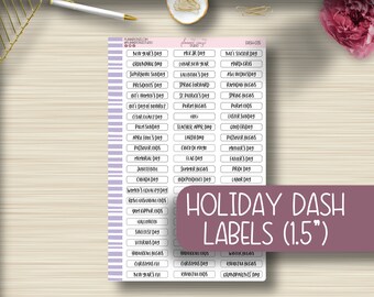1.5" Holiday Labels, Planner Stickers, Monthly Planning, Plum Paper, EC, Erin Condren Life Planner, Happy Planner, Functional, DASH-035