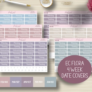 Date Covers, Flora, Weekly Planner Stickers, Weekly Planning, EC, Erin Condren Life Planner, Happy Planner, Functional, M-002