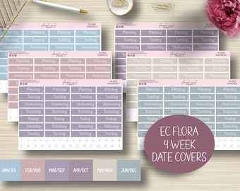 Date Covers, Flora, Weekly Planner Stickers, Weekly Planning, EC, Erin Condren Life Planner, Happy Planner, Functional, M-002