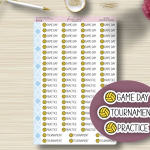 Water Polo Stickers, Practice, Tournament, Game Day Scripts, Planning Sticker, Sports, High School, College, EC, HP, Any Planner, Functional